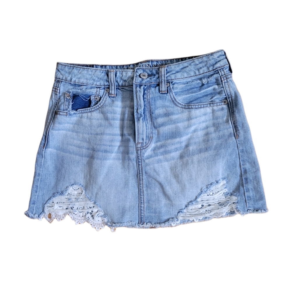 American Eagle High Rise Festival Denim Skirt